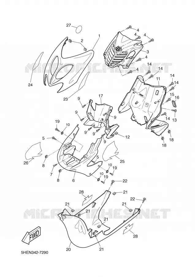 LEG SHIELD Yamaha SCOOTER 50 2000 AEROX  YQ50