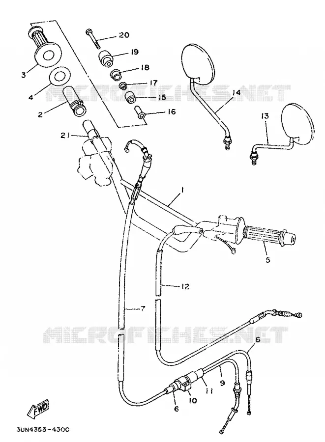 HANDLEBAR & CABLES Yamaha MOTO 50 1994 DTLC  DT50LC