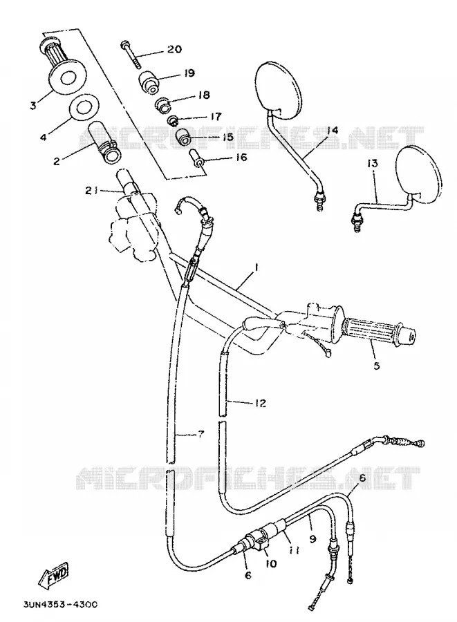 HANDLEBAR & CABLES Yamaha MOTO 50 1998 DTLC  DT50LC