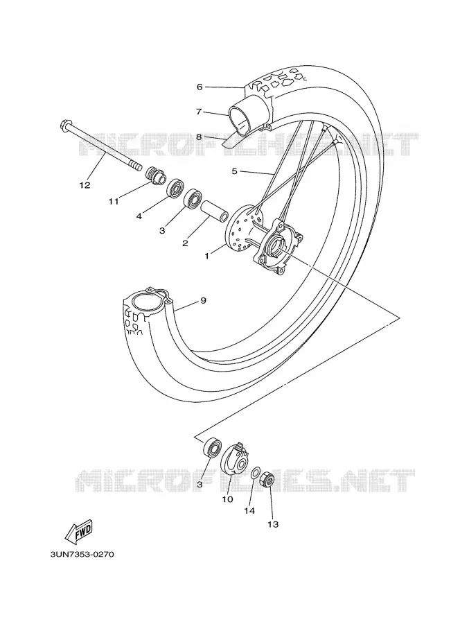FRONT WHEEL Yamaha MOTO 50 2000 DTLC  DT50LC