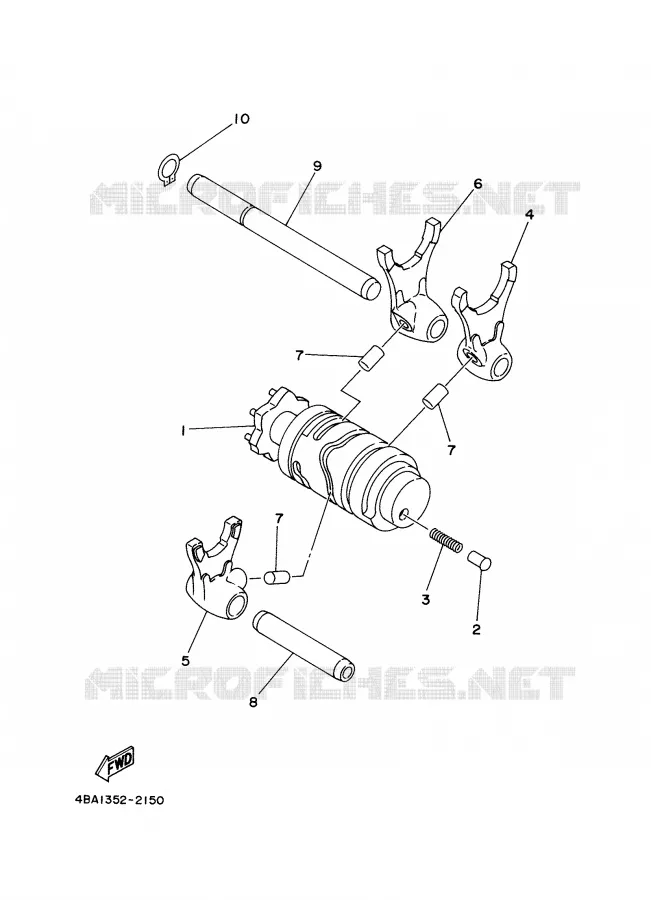 GEAR SHIFT SELECTOR DRUM / FORKS Yamaha MOTO 50 2000 DTLC  DT50LC
