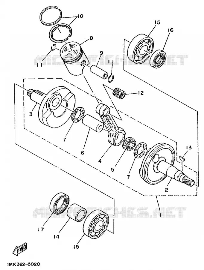 CRANKSHAFT / PISTON Yamaha MOTO 50 1989 DTMX  DT50MX