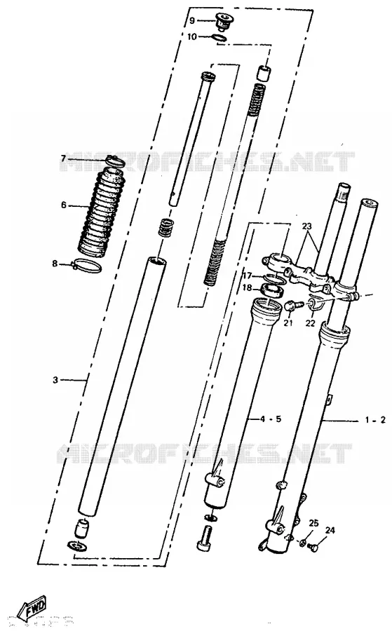 FRONT FORK Yamaha MOTO 50 1989 DTR  DT50R