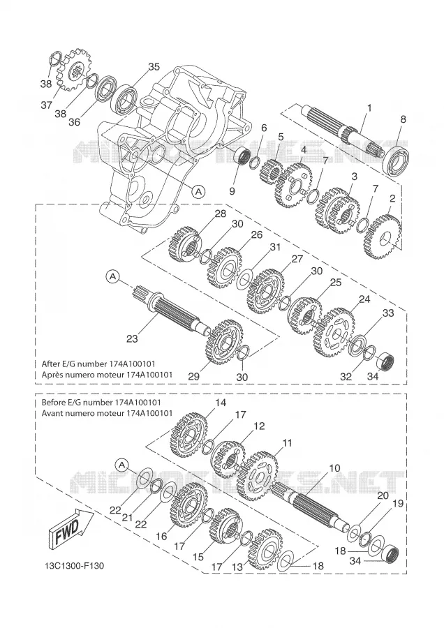 TRANSMISSION Yamaha MOTO 50 2008 DTR  DT50R