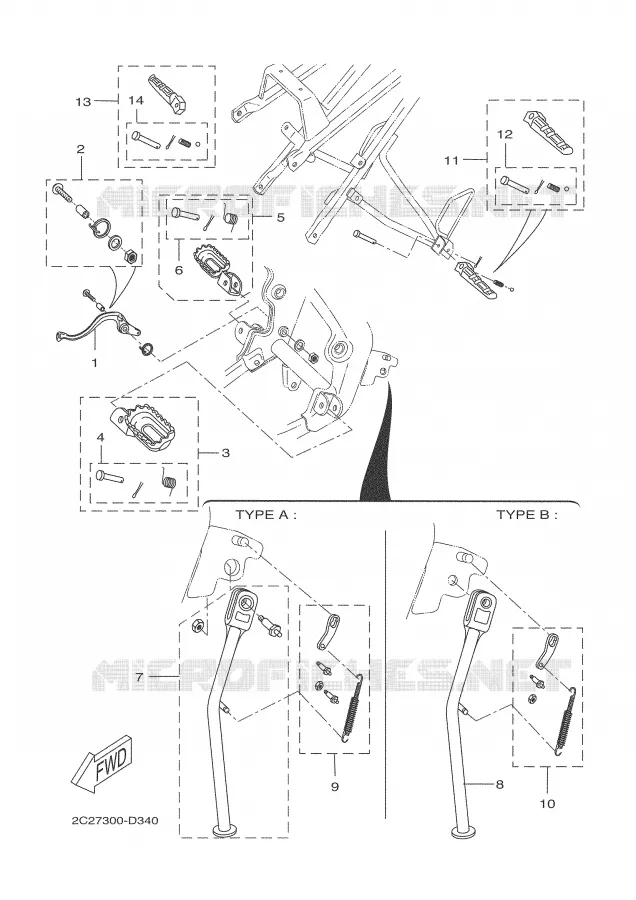 STAND / FOOTREST Yamaha MOTO 50 2005 DT50R  DT50RSM