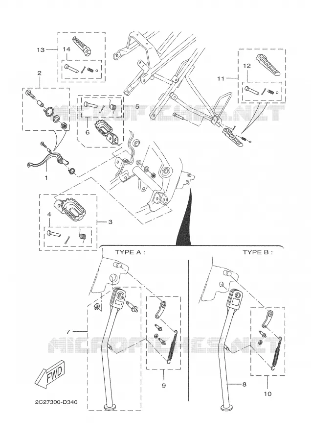 STAND / FOOTREST Yamaha MOTO 50 2006 DTR  DT50RSM