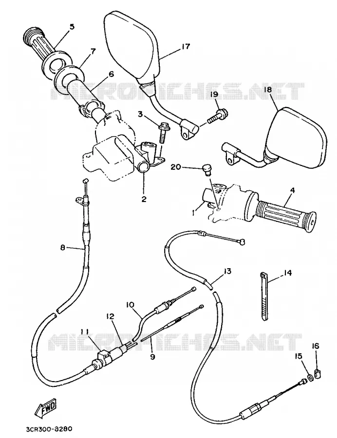 HANDLEBAR & CABLES Yamaha MOTO 80 1988 MINIMOTO  YSR80