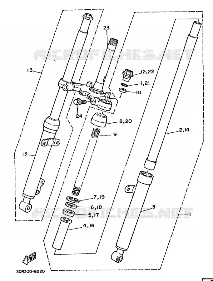 FRONT FORK Yamaha MOTO 80 1988 MINIMOTO  YSR80