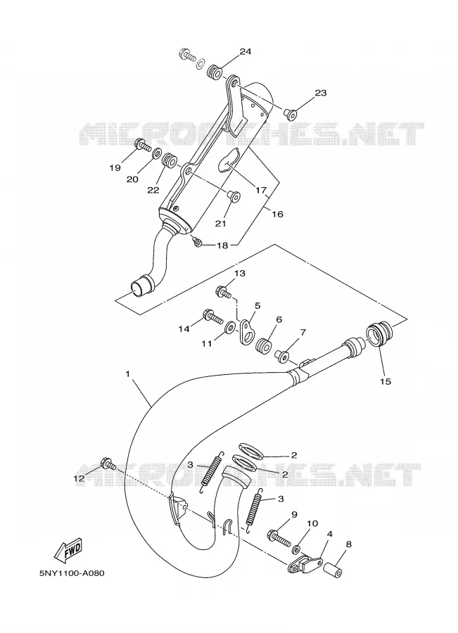 EXHAUST Yamaha MOTO 125 2004 YZ  YZ125
