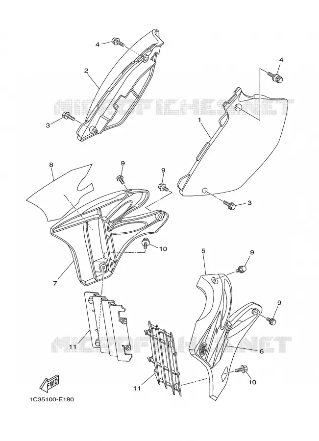 SIDE COVER Yamaha MOTO 125 2006 YZ  YZ125