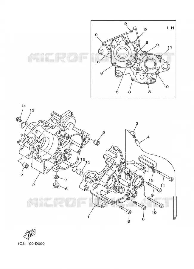CRANKCASE Yamaha MOTO 125 2008 YZ  YZ125