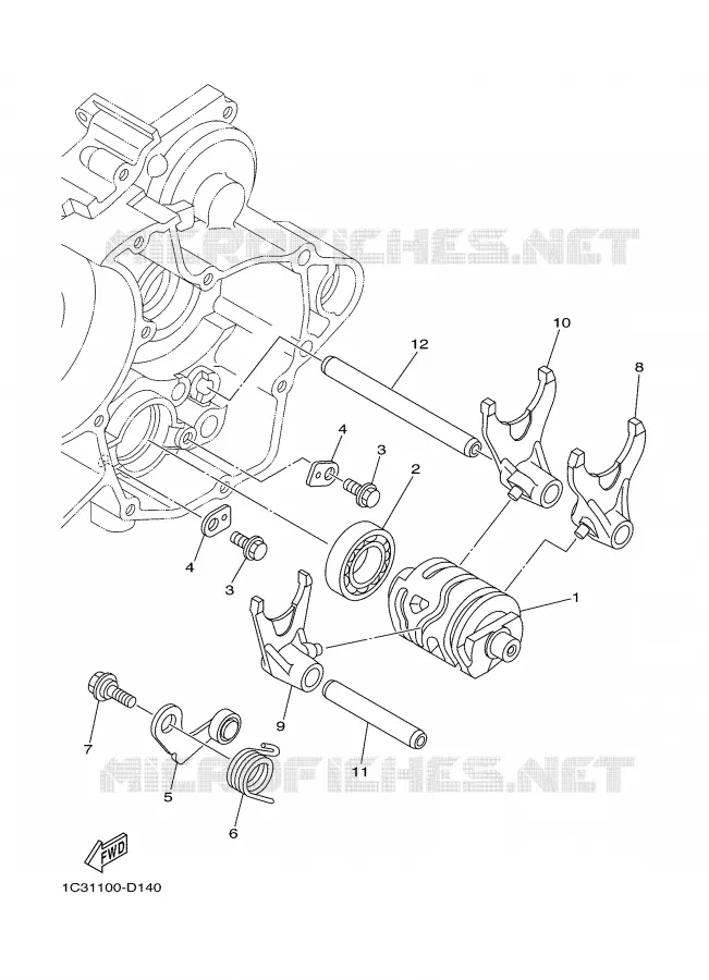 GEAR SHIFT SELECTOR DRUM / FORK Yamaha MOTO 125 2008 YZ  YZ125