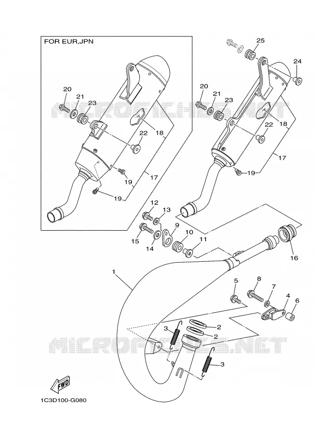 EXHAUST Yamaha MOTO 125 2008 YZ  YZ125
