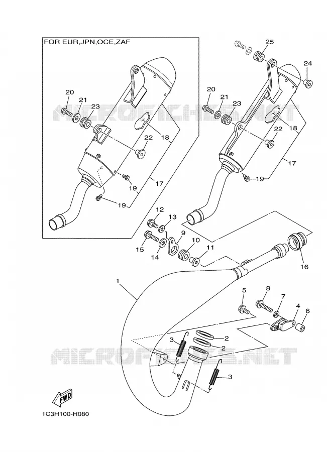 EXHAUST Yamaha MOTO 125 2009 YZ  YZ125