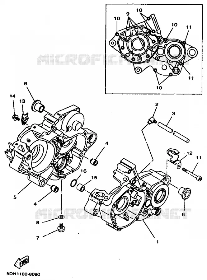 CRANKCASE Yamaha MOTO 125 1998 YZ  YZ125K