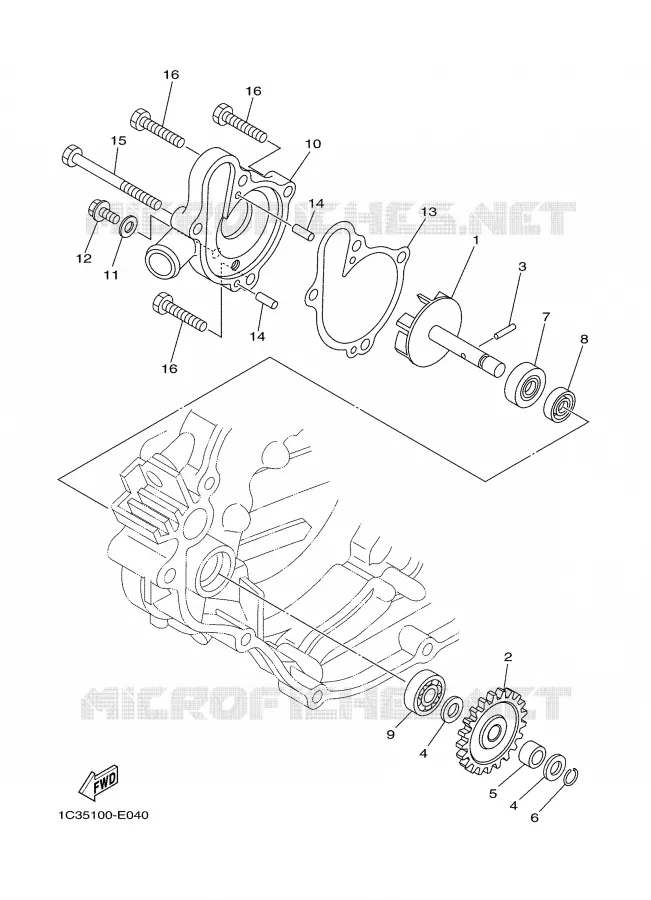 WATERPUMP / HOSES Yamaha MOTO 125 2007 YZ  YZ125W