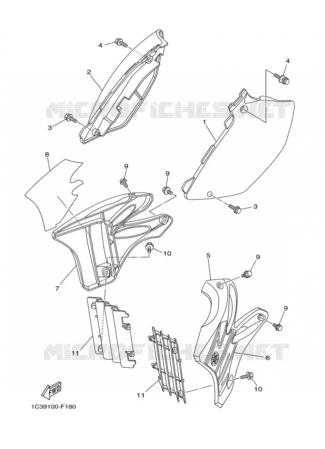 SIDE COVER Yamaha MOTO 125 2007 YZ  YZ125W