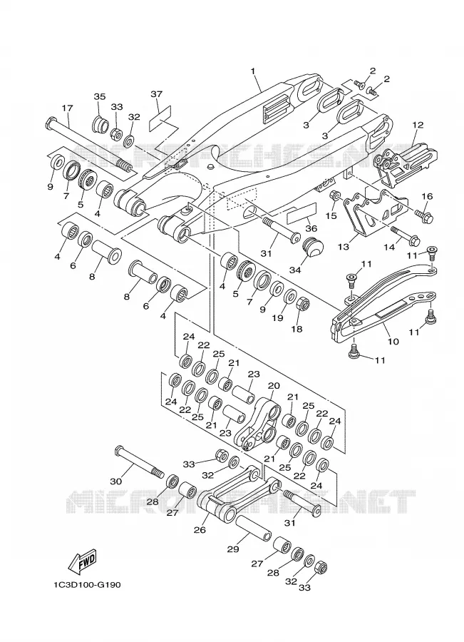 SWINGARM Yamaha MOTO 125 2008 YZ  YZ125X