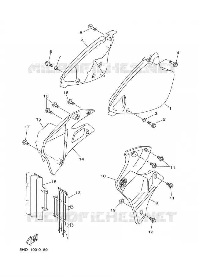 SIDE COVER Yamaha MOTO 250 2000 YZ  YZ250