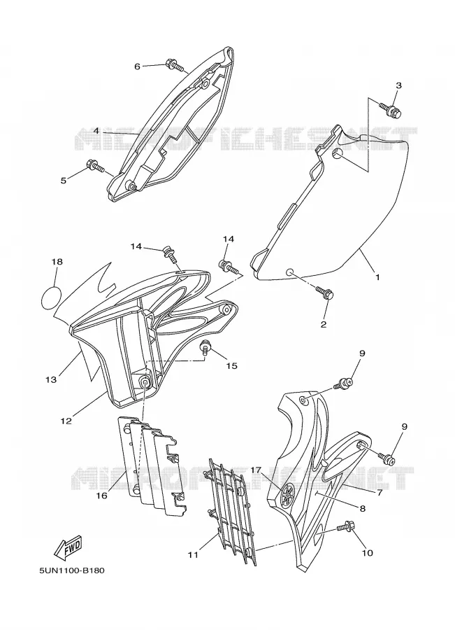 SIDE COVER Yamaha MOTO 250 2003 YZ  YZ250