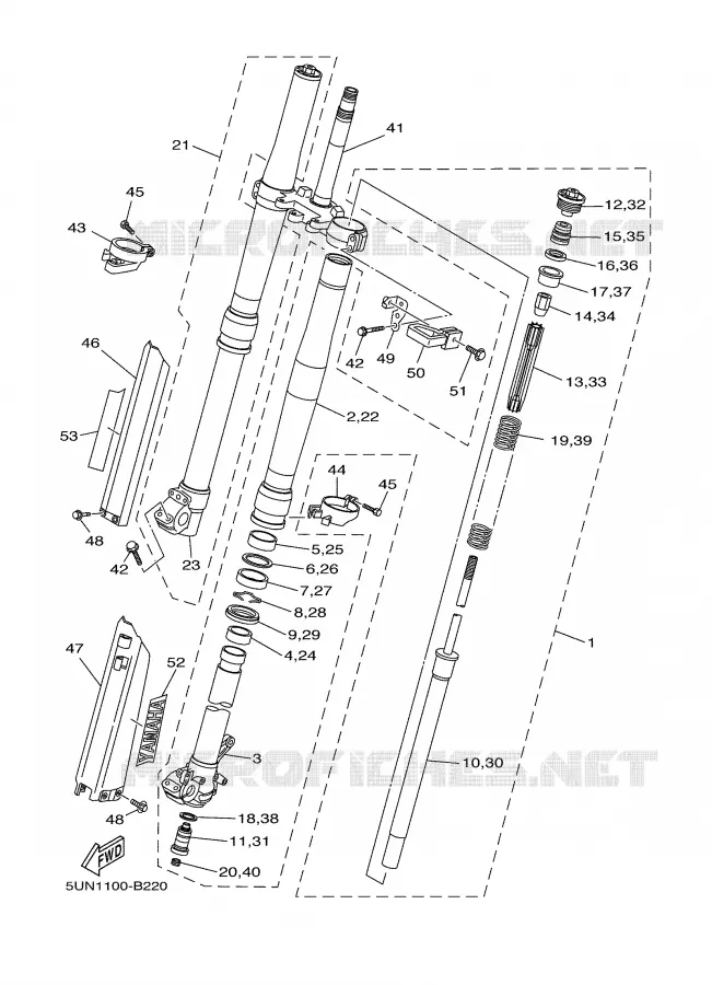 FRONT FORK Yamaha MOTO 250 2003 YZ  YZ250