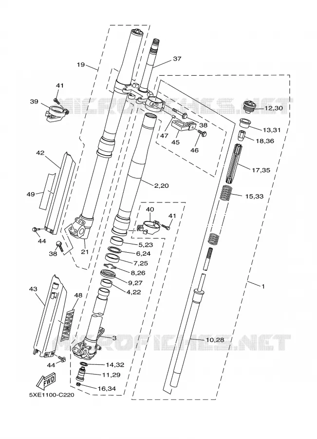 FRONT FORK Yamaha MOTO 250 2004 YZ  YZ250