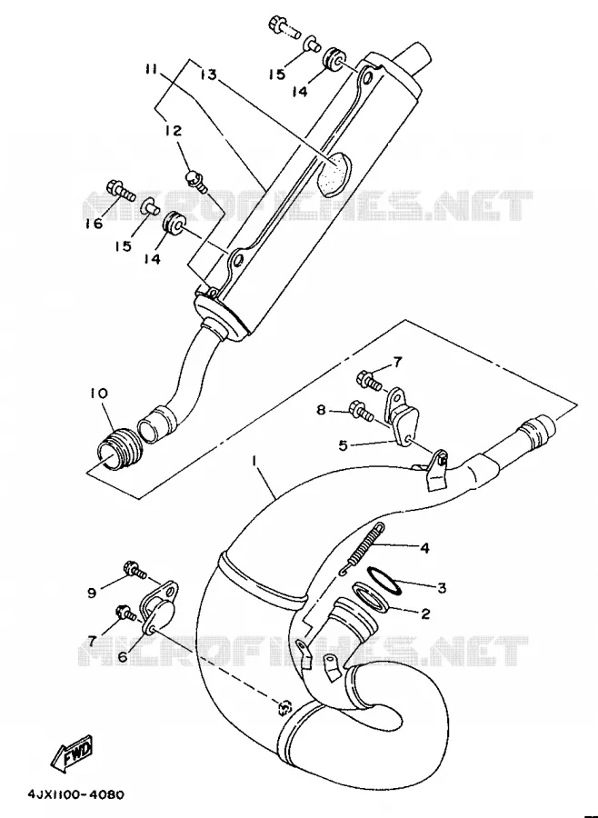 EXHAUST Yamaha MOTO 250 1994 YZF  YZ250F