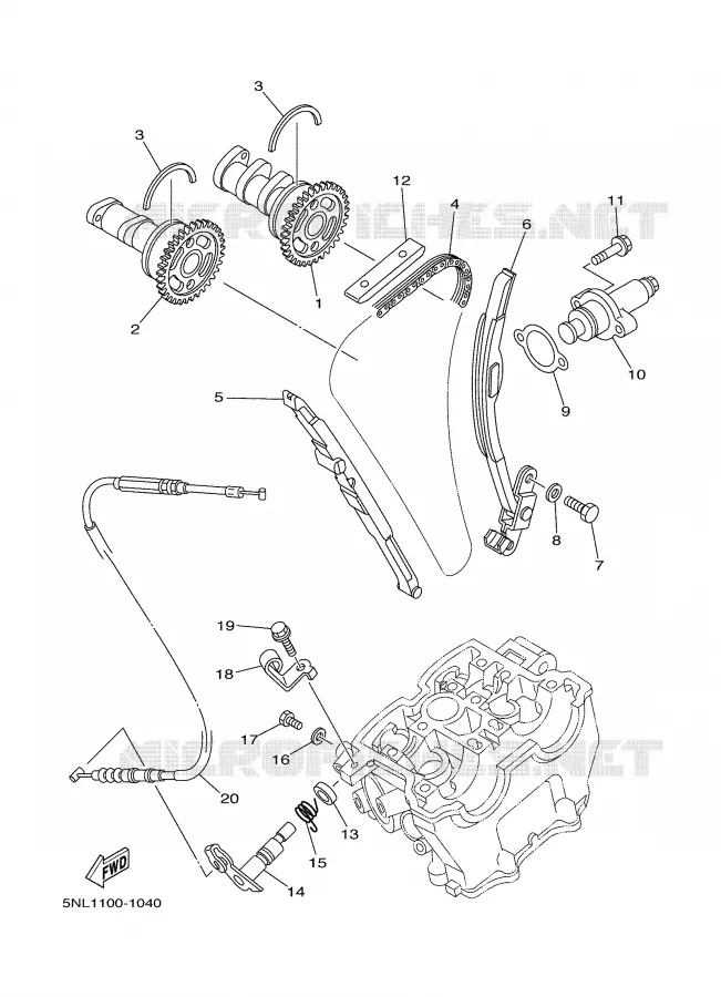 CAMSHAFT / TIMING CHAIN Yamaha MOTO 250 2001 YZF  YZ250F
