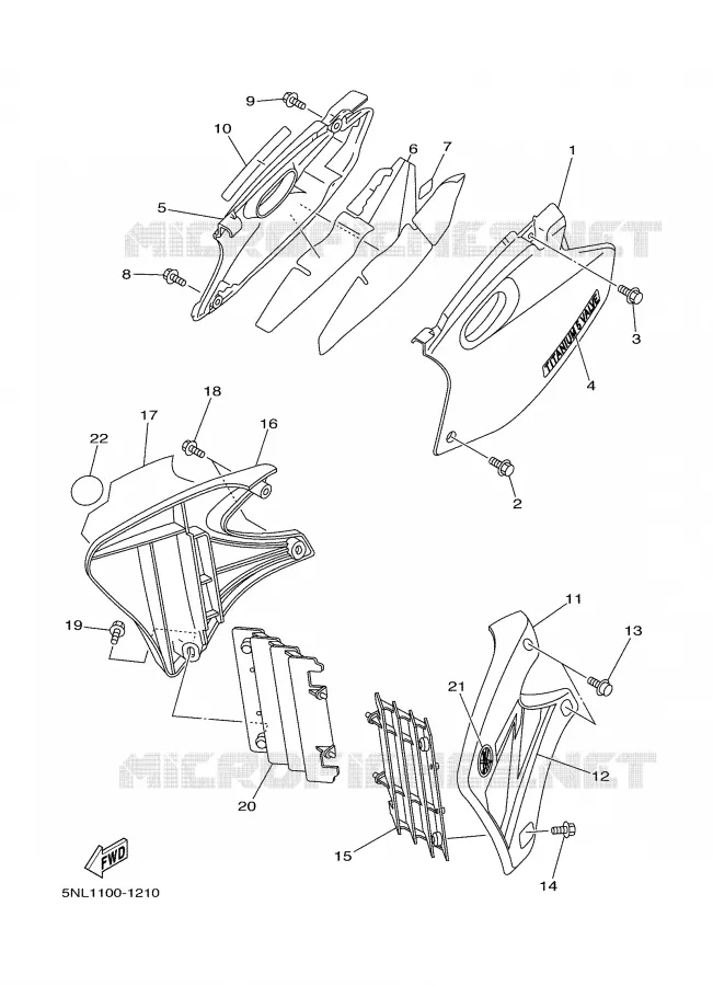 SIDE COVER Yamaha MOTO 250 2001 YZF  YZ250F