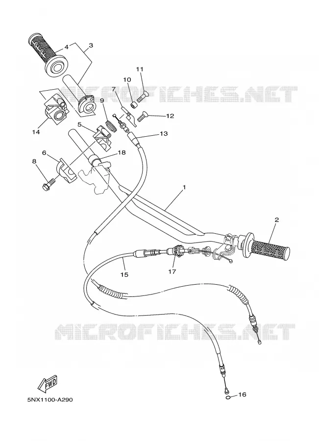 HANDLEBAR & CABLES Yamaha MOTO 250 2002 YZ  YZ250P