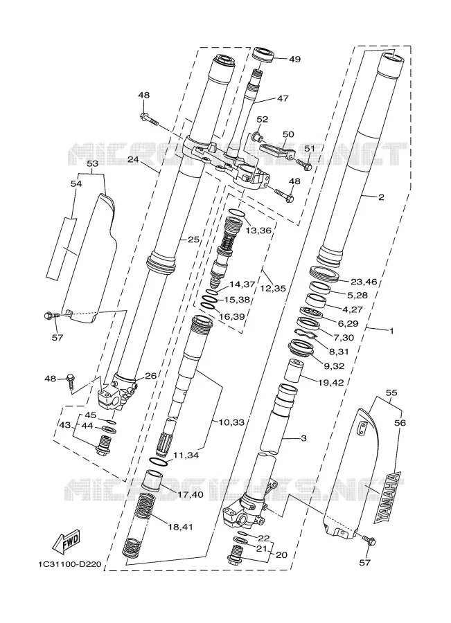FRONT FORK Yamaha MOTO 250 2005 YZ  YZ250