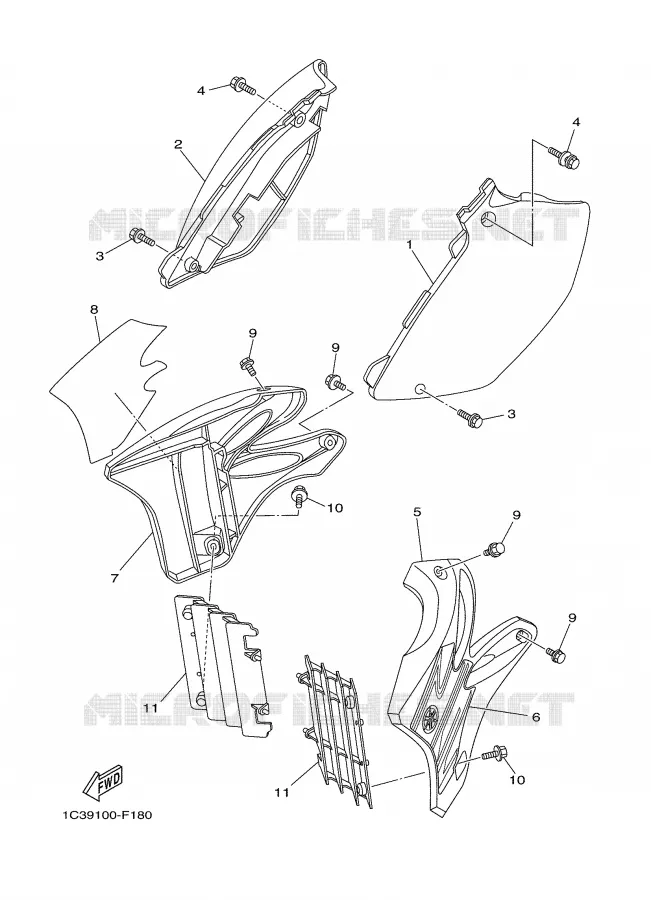 SIDE COVER Yamaha MOTO 250 2007 YZ  YZ250