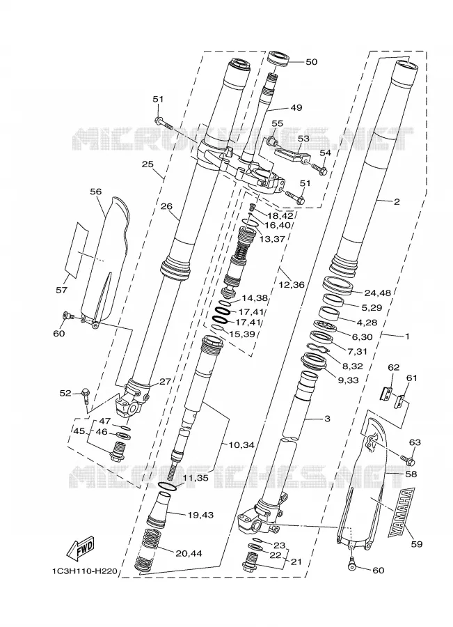 FRONT FORK Yamaha MOTO 250 2009 YZ  YZ250