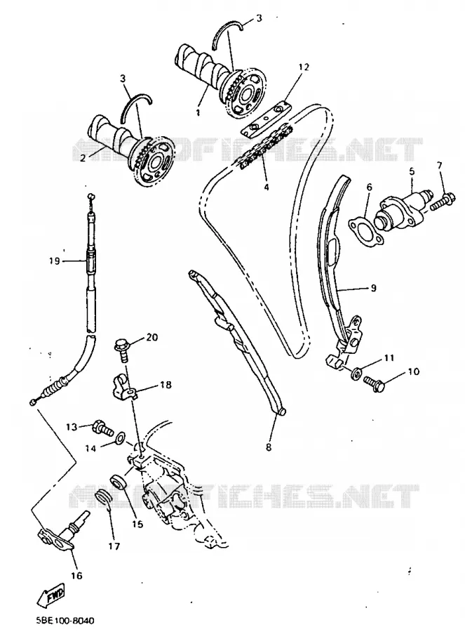 CAMSHAFT / TIMING CHAIN Yamaha MOTO 400 1998 YZF  YZ400F