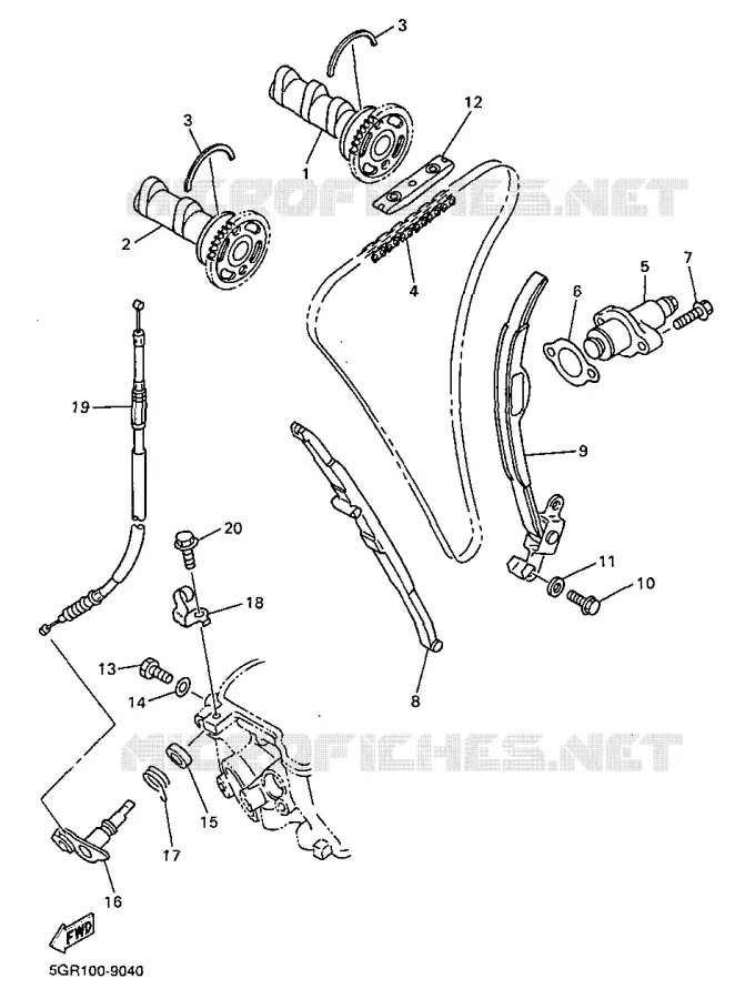 CAMSHAFT / TIMING CHAIN Yamaha MOTO 400 1999 YZF  YZ400F