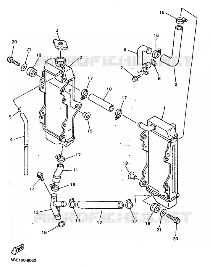 RADIATOR / HOSES Yamaha MOTO 400 1998 YZF  YZ400FK
