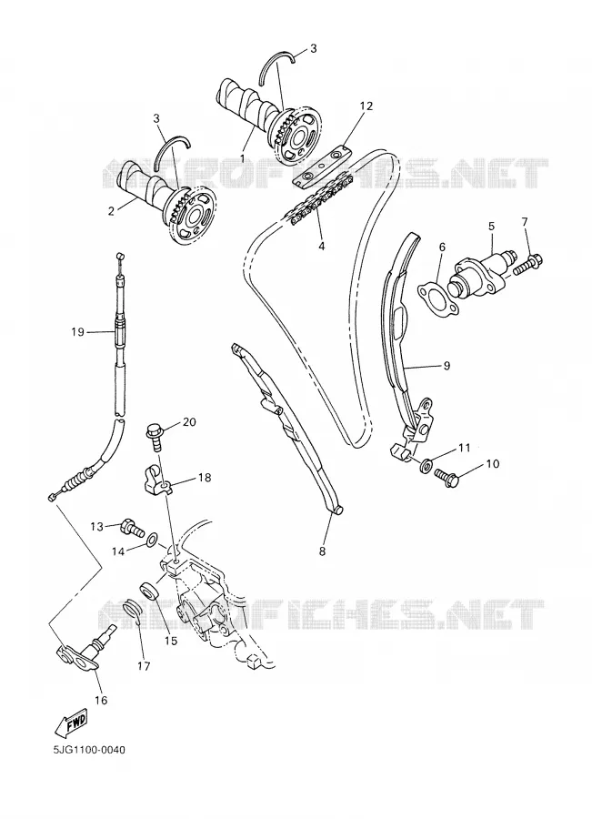 CAMSHAFT / TIMING CHAIN Yamaha MOTO 426 2002 YZF  YZ426F