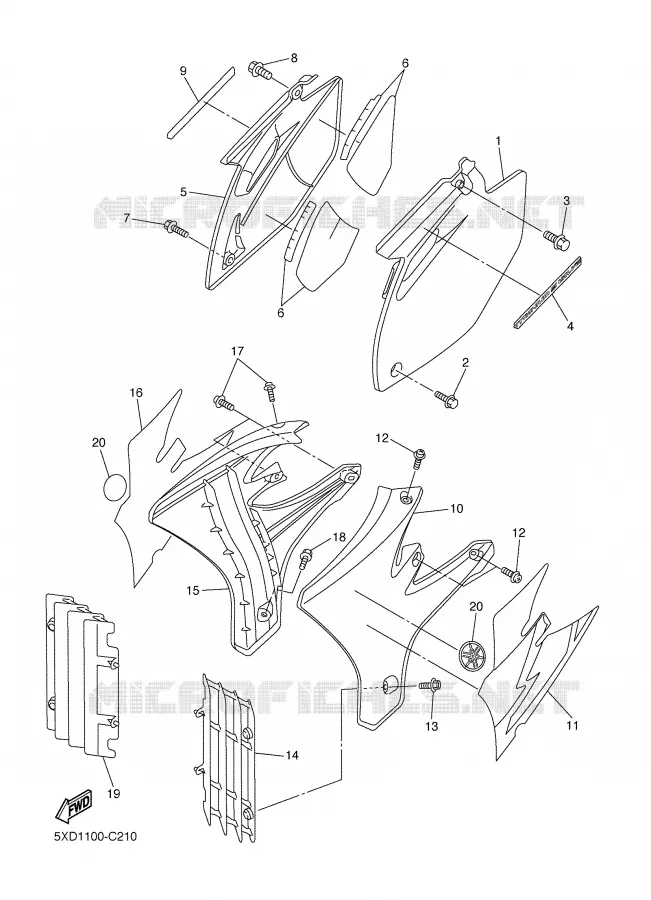 SIDE COVER Yamaha MOTO 450 2004 YZF  YZ450F