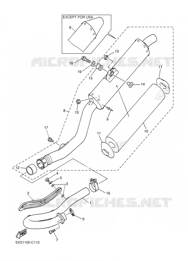 EXHAUST Yamaha MOTO 450 2005 YZF  YZ450F