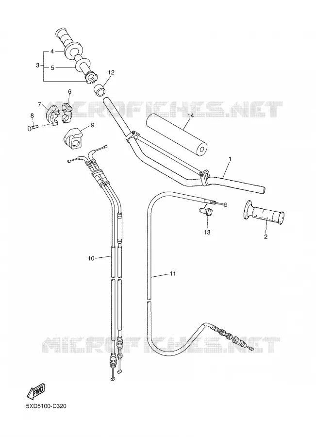 HANDLEBAR & CABLES Yamaha MOTO 450 2005 YZF  YZ450F