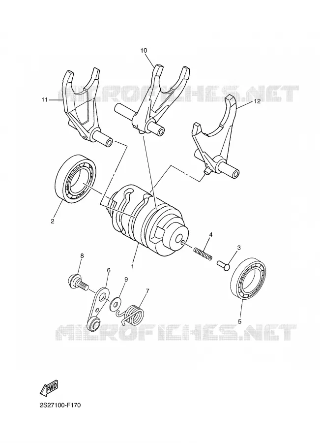 GEAR SHIFT SELECTOR DRUM / FORK Yamaha MOTO 450 2007 YZF  YZ450F