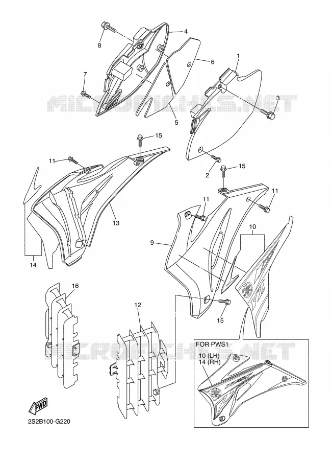 SIDE COVER Yamaha MOTO 450 2008 YZF  YZ450F