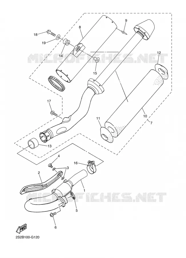 EXHAUST 2 Yamaha MOTO 450 2009 YZF  YZ450F