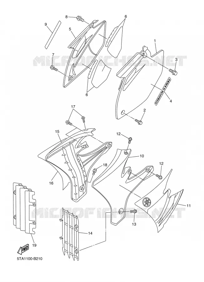 SIDE COVER Yamaha MOTO 450 2003 YZF  YZ450FR