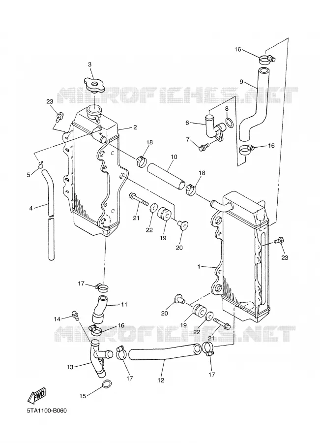 RADIATOR / HOSES Yamaha MOTO 450 2003 YZF  YZ450FR