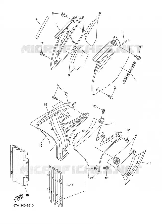 SIDE COVER Yamaha MOTO 450 2003 YZF  YZ450FR