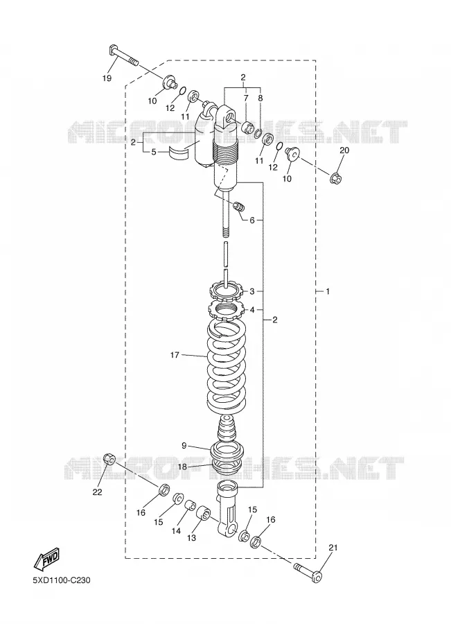 REAR SHOCK ABSORBER Yamaha MOTO 450 2004 YZF  YZ450FS