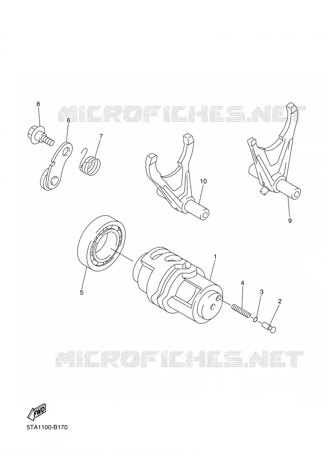 GEAR SHIFT SELECTOR DRUM / FORK Yamaha MOTO 450 2005 YZF  YZ450FT