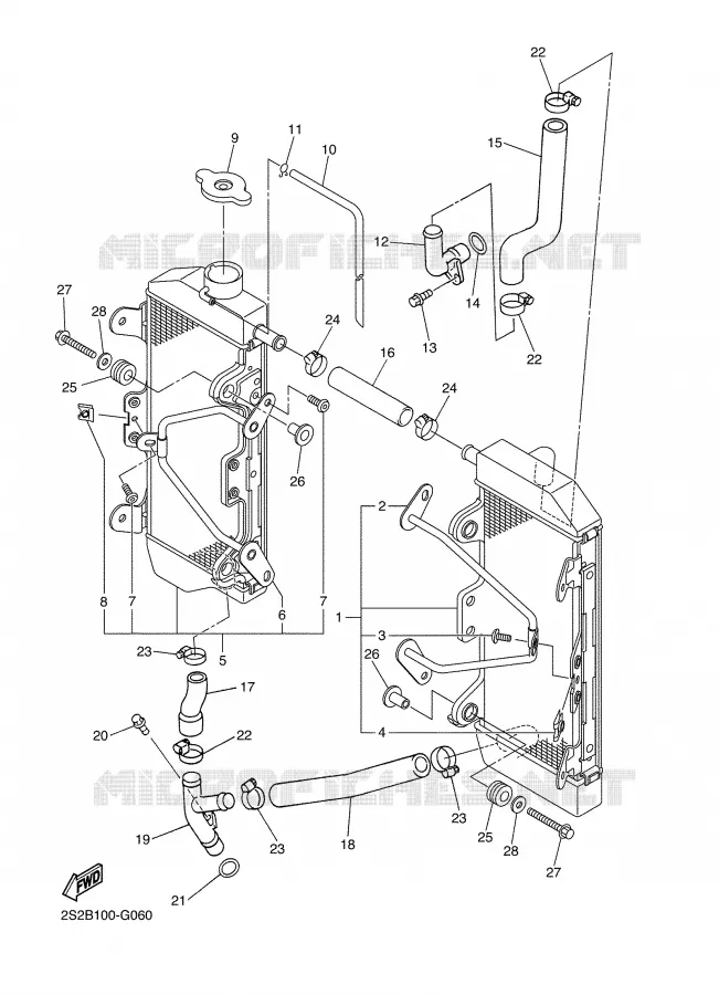 RADIATOR / HOSES Yamaha MOTO 450 2008 YZF  YZ450FX