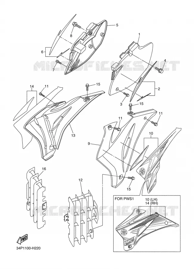 SIDE COVER Yamaha MOTO 450 2009 YZF  YZ450FY